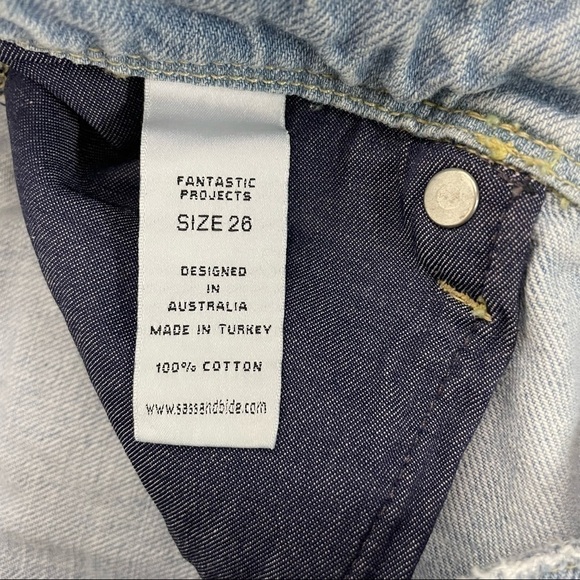 Sass & Bide Jean Shorts, Light Wash, Distressed Denim, Size 26 - Picture 5 of 7